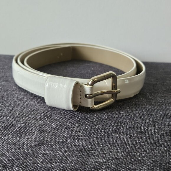Talbots Ivory Leather Belt Womens Medium - Picture 1 of 3